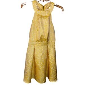 Disney Beauty & the Beast Belle Yellow Brocade Ruffle Halter Dress (Junior M)